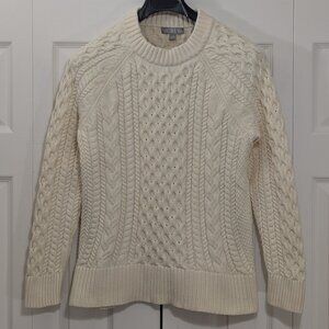 J.Crew Women Cable Knit Crewneck Ivory Sweater - Size S
